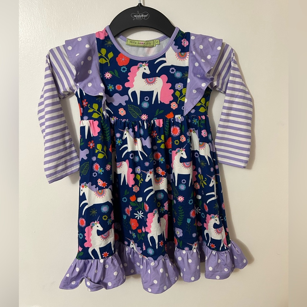 Unicorn Ruffled Long Sleeve Dress